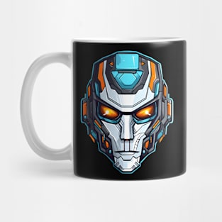 Intimidating Sci-Fi Cyborg Head with Fiery Eyes Mug